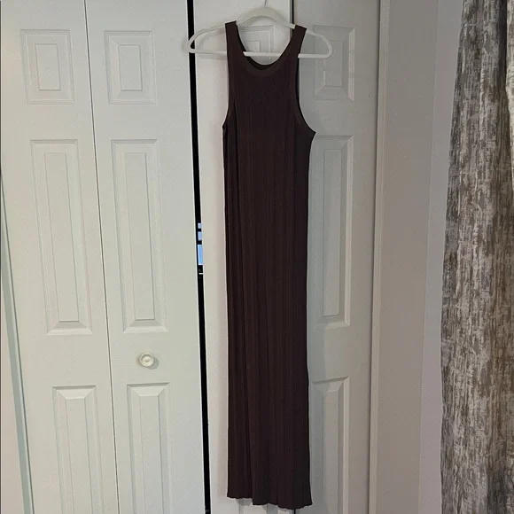 chinese dress ladies Curved rib tank dress black  TOTEME